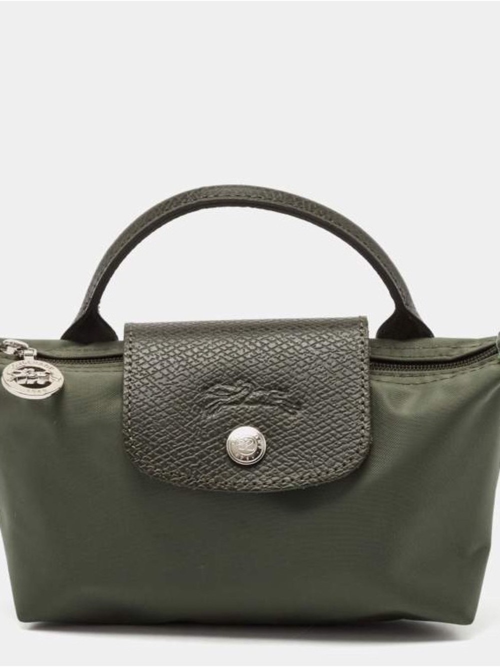 Longchamp Le Pliage Dark Green Canvas Mini Bag with Strap